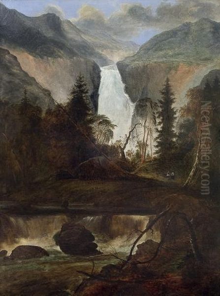 The Waterfall At Rjukan Oil Painting by Peder Balke