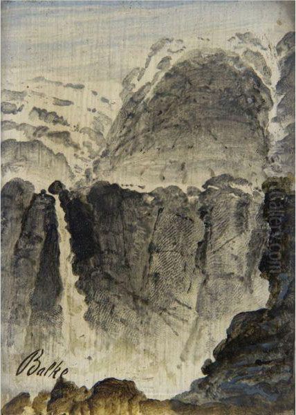 Fossen (waterfall) Oil Painting by Peder Balke