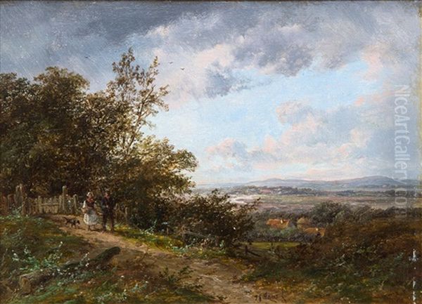 Two Wanderers In A Hilly Landscape by Josefus Gerardus Hans