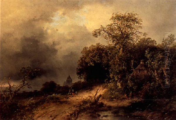 The Approaching Thunderstorm Oil Painting by Josefus Gerardus Hans