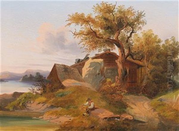 Resting By The Brookside Oil Painting by Anton Hansch