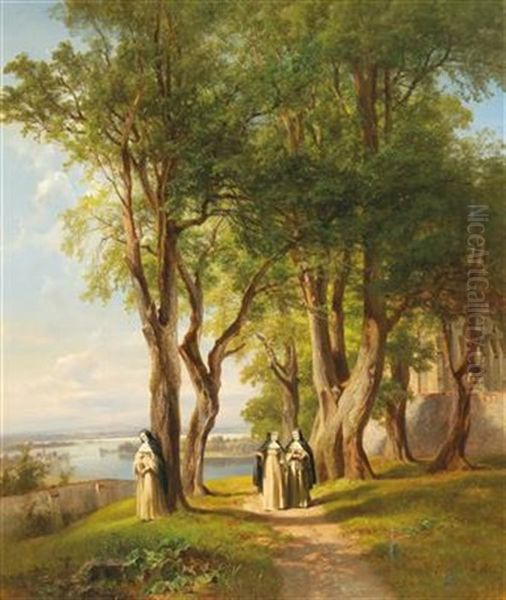 In The Nunnery Garden Oil Painting by Anton Hansch