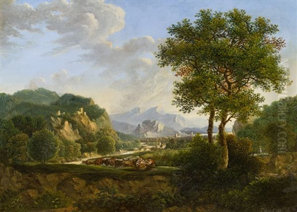 Blick Auf Pontebba Im Kanaltal Oil Painting by Anton Hansch