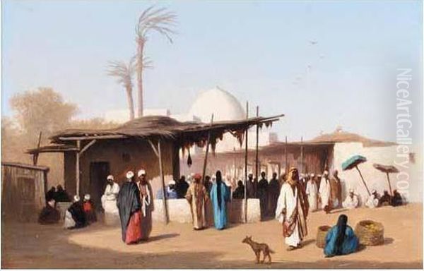 Market In Cairo Oil Painting by Theodore Charles Balke