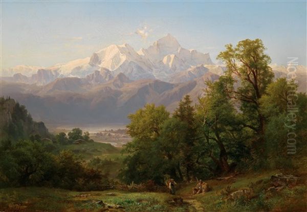 Das Wiesbachhorn Im Pinzgau Oil Painting by Anton Hansch