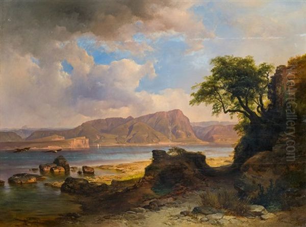 Blick Auf Den Gardasee Oil Painting by Anton Hansch