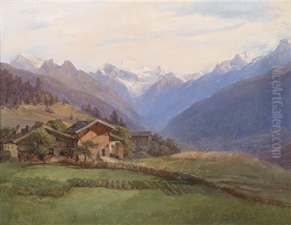 Das Stubaythal In Tirol Nach Der Natur Oil Painting by Anton Hansch