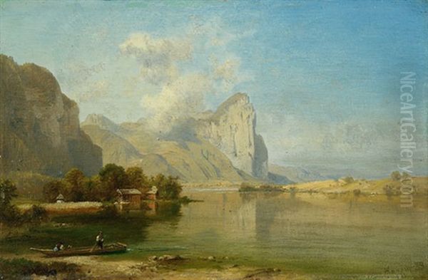 Mondsee. Drachenwand Oil Painting by Anton Hansch