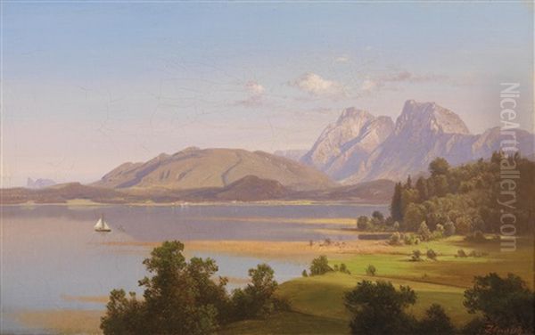 Sommerliche Seelandschaft Oil Painting by Anton Hansch