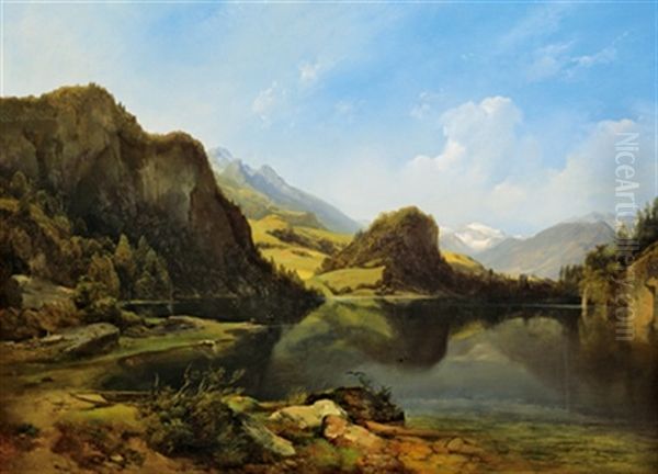 Der Krotensee Zwischen St. Gilgen Oil Painting by Anton Hansch