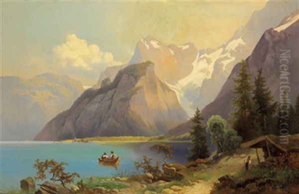 Motiv Von Einem Alpensee Oil Painting by Anton Hansch