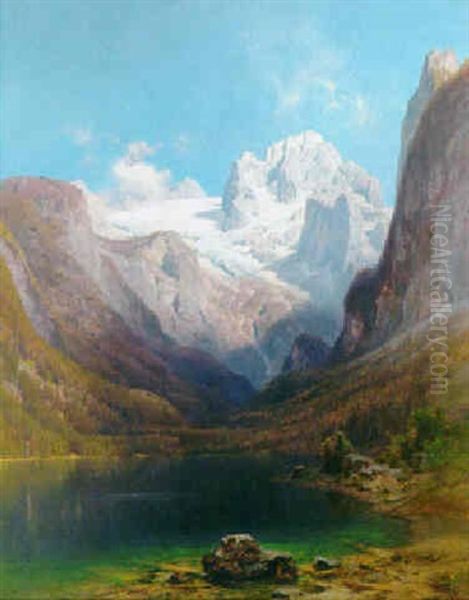 Dachstein Und Vorderer Gosau-see Oil Painting by Anton Hansch