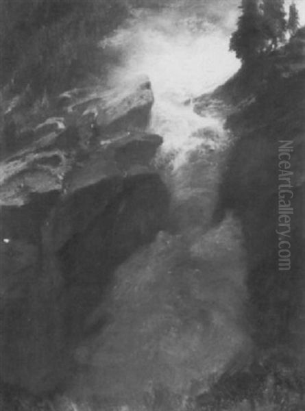 Reichenbachfall Schweiz Oil Painting by Anton Hansch