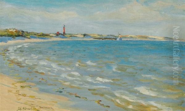 A Coastal View On Sylt Oil Painting by Johannes Haensch