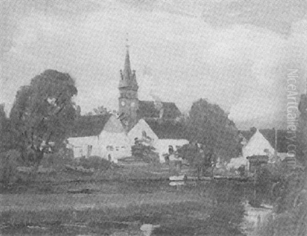 Dorf An Der Spree Oil Painting by Johannes Haensch