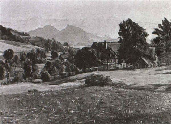 Blick Auf Die Falkenberge Im Riesengebirge Oil Painting by Johannes Haensch