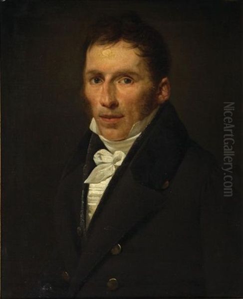 Portrait D'un Jeune Homme De Trois-quarts, Ej Goetghebuer Oil Painting by Pieter van Hanselaer