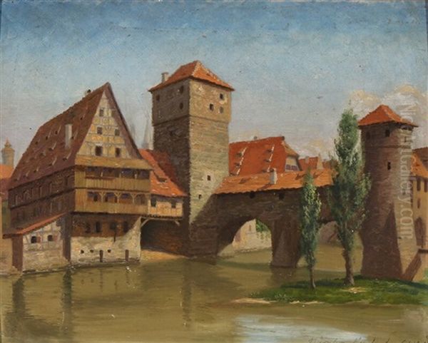 Nurnberg, Henckersteg Oil Painting by Adolf Heinrich Claus Hansen