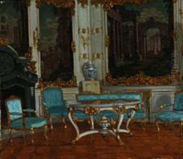 Interior From Fredensborg Palace Oil Painting by Adolf Heinrich Claus Hansen