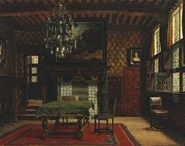 Interior From A Manorhouse Oil Painting by Adolf Heinrich Claus Hansen