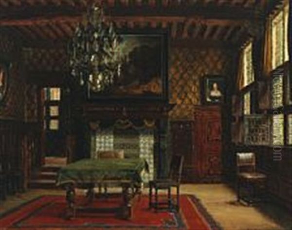 Interior From A Manorhouse Oil Painting by Adolf Heinrich Claus Hansen