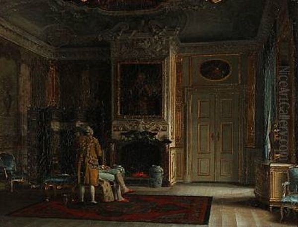 Interior From Fredensborg Palace Oil Painting by Adolf Heinrich Claus Hansen