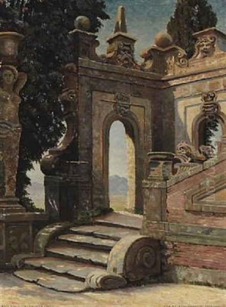 View From Palazzo Farnese Oil Painting by Adolf Heinrich Claus Hansen