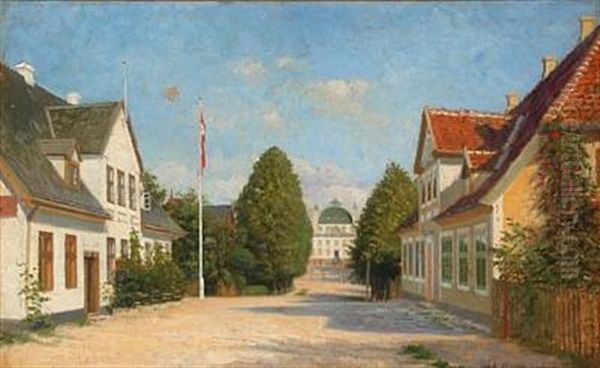 Summer Day At Fredensborg Palace, Denmark Oil Painting by Adolf Heinrich Claus Hansen