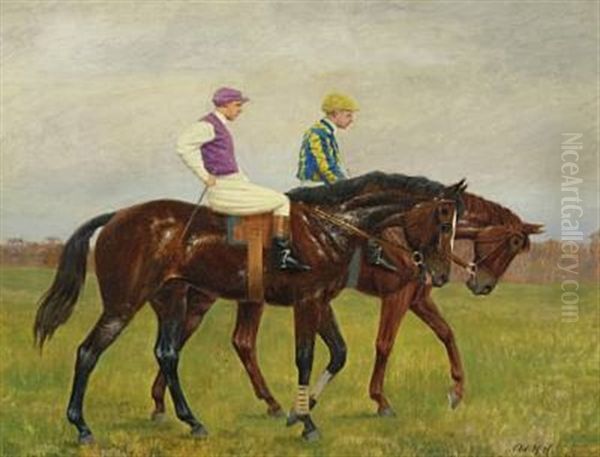 Jockey's Oil Painting by Adolf Heinrich Claus Hansen