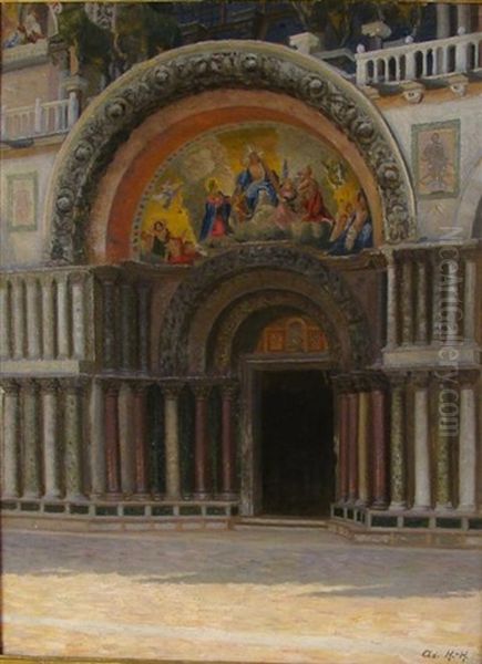 St. Marks, Venice Oil Painting by Adolf Heinrich Claus Hansen