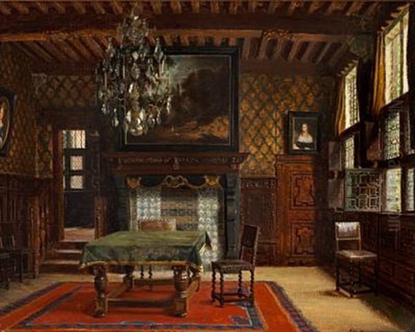 Interior From A Manorhouse Oil Painting by Adolf Heinrich Claus Hansen