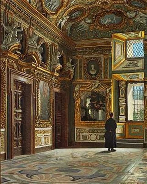 Palazzo Borghese Oil Painting by Adolf Heinrich Claus Hansen