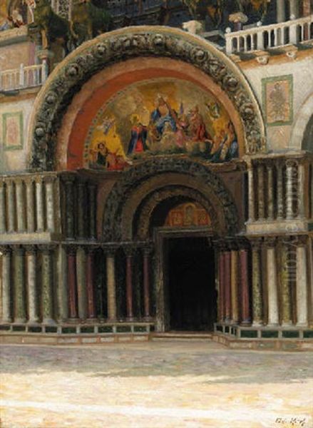 Entrance To Piazza San Marco, Venice Oil Painting by Adolf Heinrich Claus Hansen