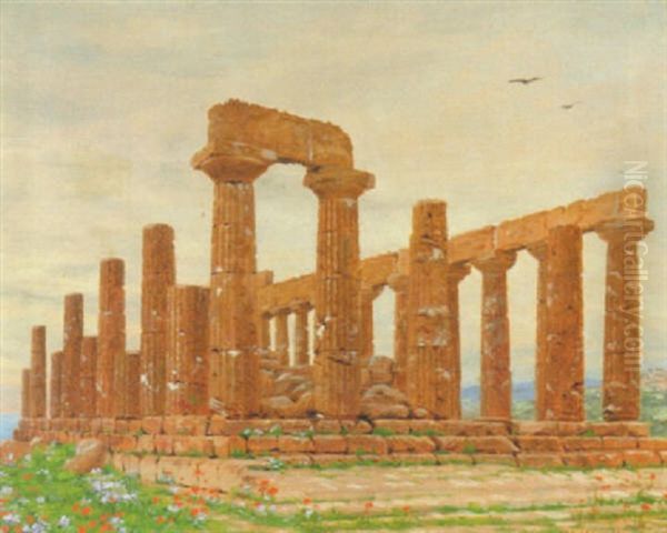 Tempel I Girenti Oil Painting by Adolf Heinrich Claus Hansen