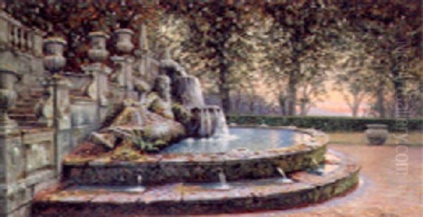 The Stone Fountain Oil Painting by Adolf Heinrich Claus Hansen