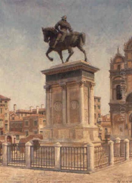 The Colleoni Monument, Venice Oil Painting by Adolf Heinrich Claus Hansen