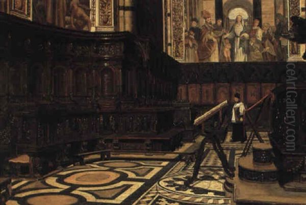 The Choir Of The Duomo, Siena Oil Painting by Adolf Heinrich Claus Hansen