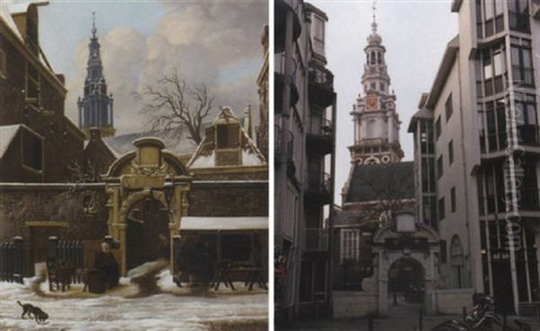 Cobbler Outside The Gates Of The Agnieten Chapel, Amsterdam Oil Painting by Carel Lodewyk Hansen