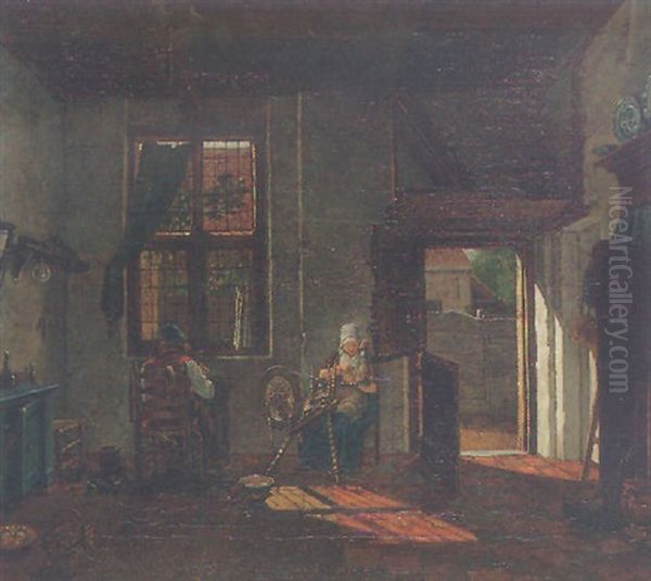 An Interior Of A Cobbler's House Oil Painting by Carel Lodewyk Hansen