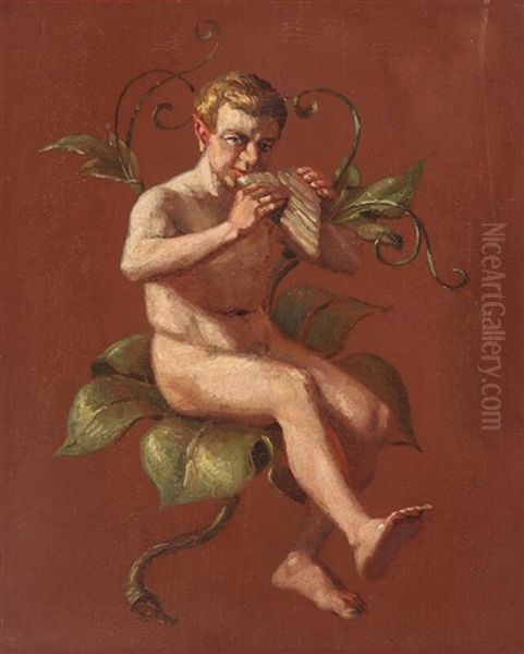 Faun Oil Painting by Constantin (Carl Christian Constantin) Hansen