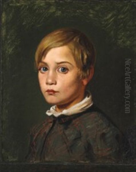 Portrait Of A Boy Oil Painting by Constantin (Carl Christian Constantin) Hansen