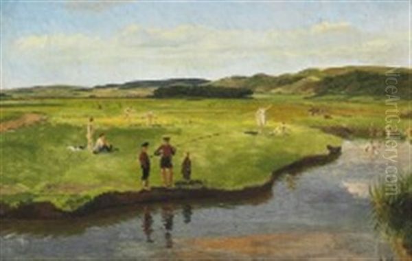 Landscape From Vejle Oil Painting by Constantin (Carl Christian Constantin) Hansen