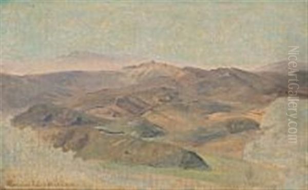 Landscape Study, Presumably From Italy Oil Painting by Constantin (Carl Christian Constantin) Hansen