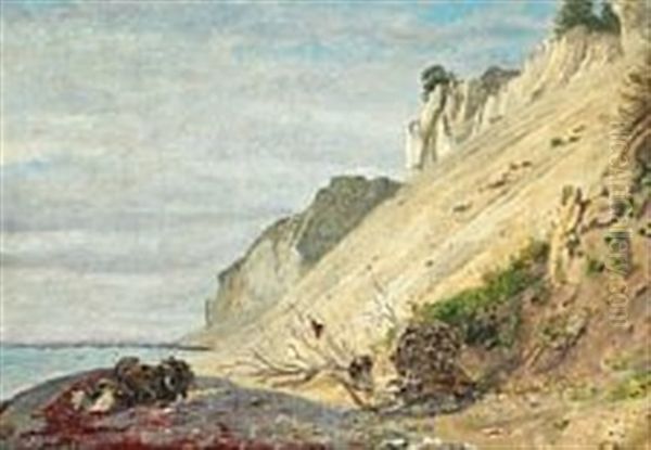 View Of Moens Klint Oil Painting by Constantin (Carl Christian Constantin) Hansen