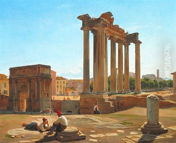 View From The Roman Forum Oil Painting by Constantin (Carl Christian Constantin) Hansen