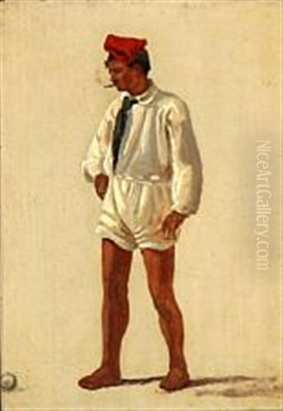 An Italian Morra Player Oil Painting by Constantin (Carl Christian Constantin) Hansen