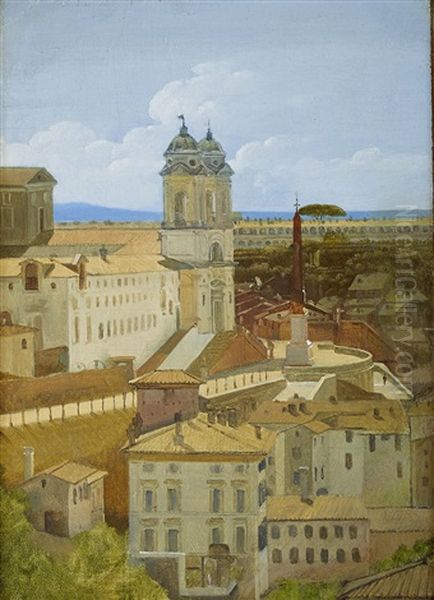 Chiesa Della Trinita Dei Monti I Rom Oil Painting by Constantin (Carl Christian Constantin) Hansen