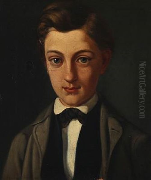 Portrait Of The Later Composer Emil Hartmann (1836-1898) Oil Painting by Constantin (Carl Christian Constantin) Hansen