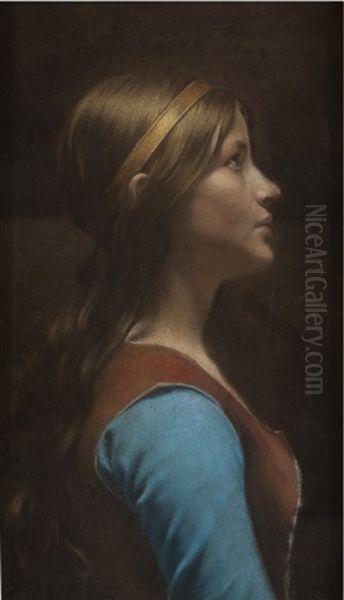 A Portrait Of A Girl In Profile Oil Painting by Constantin (Carl Christian Constantin) Hansen