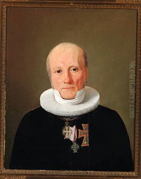 Portrait Of Chaplain-in-ordinary, Bishop J. P. Mynster (1775-1854) Oil Painting by Constantin (Carl Christian Constantin) Hansen